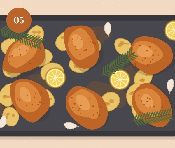Illustration du poulet rôti au citron